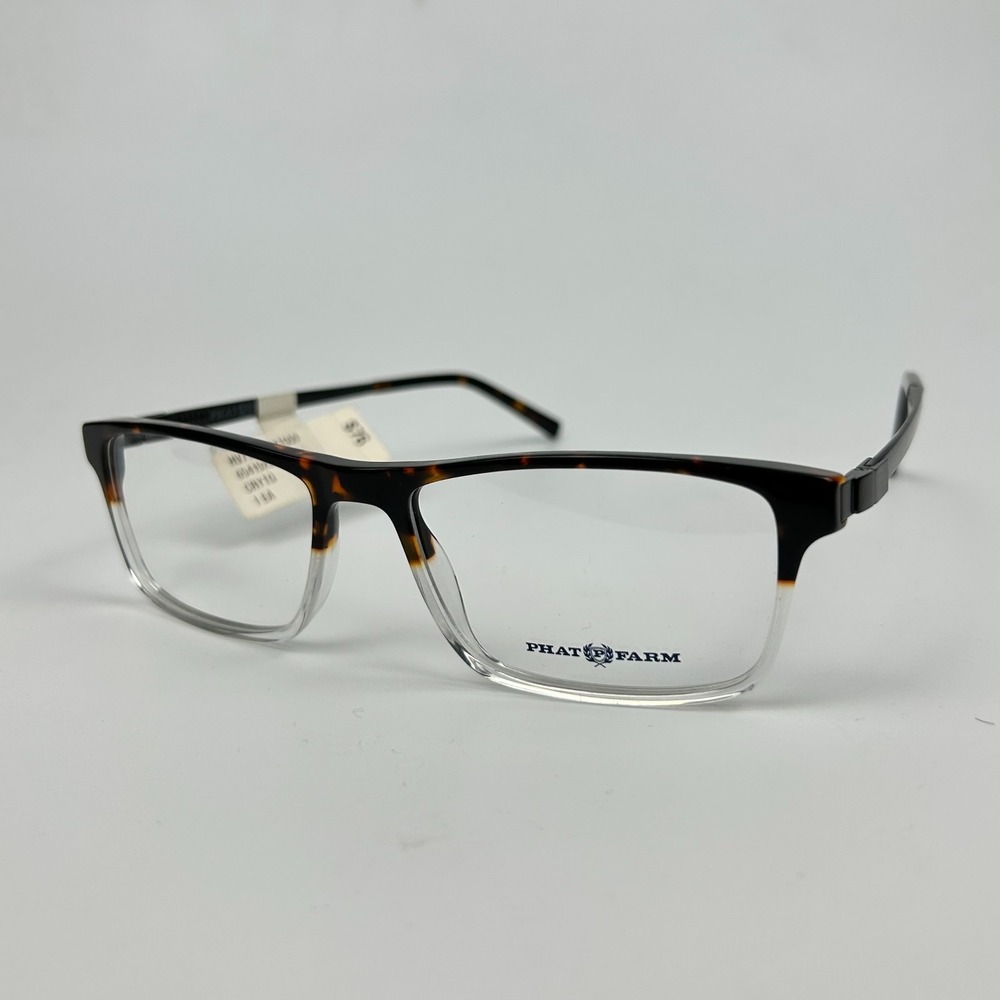 Phat Farm HV718 Mens Eyeglasses Frame Black Crystal Tortoise Shell 59-18-155 mm
